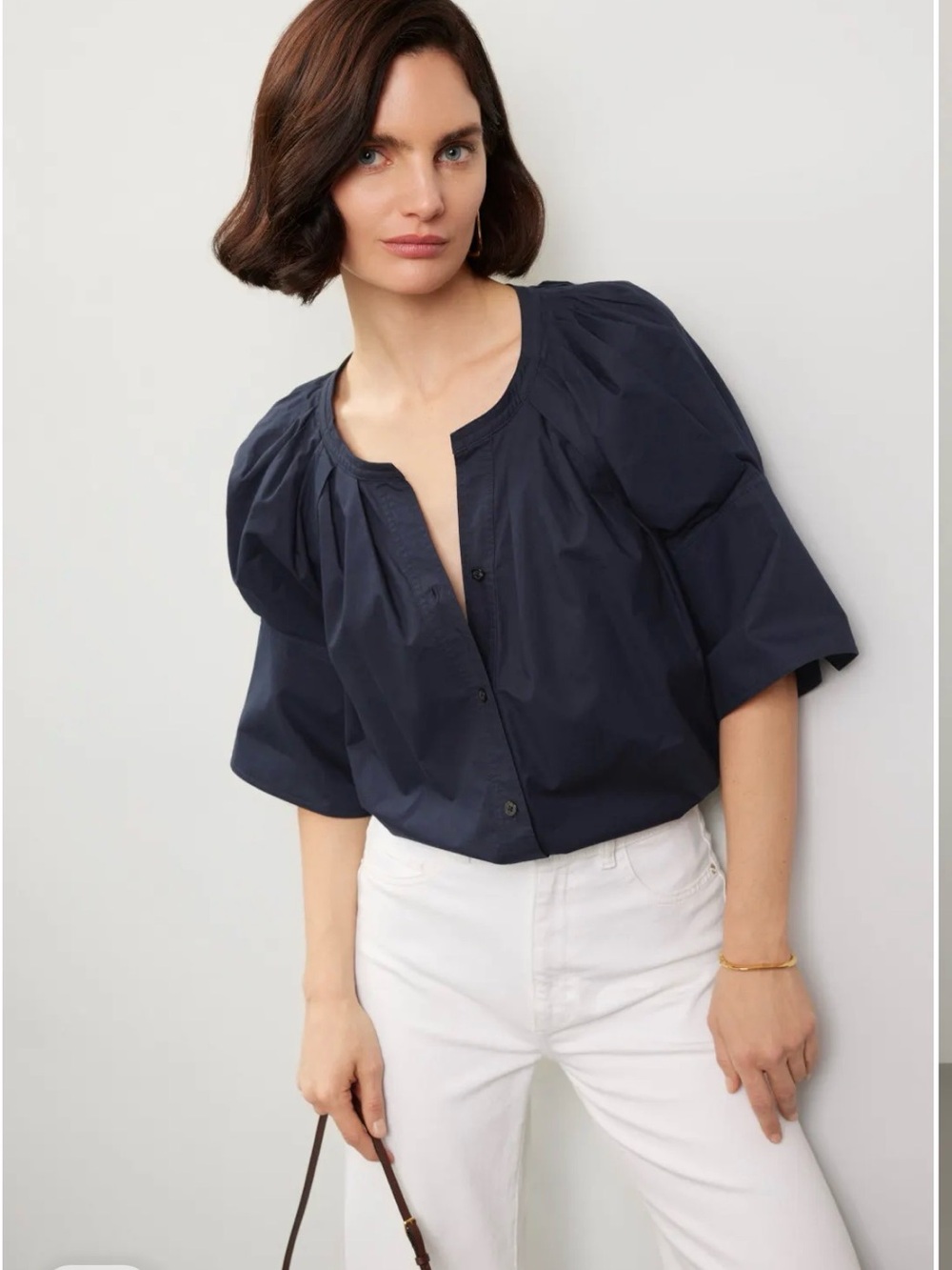 A.L.C. Chloe Blouse Navy Quiet Luxury Minimalist Sz 10